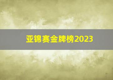 亚锦赛金牌榜2023