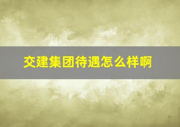 交建集团待遇怎么样啊