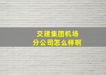 交建集团机场分公司怎么样啊