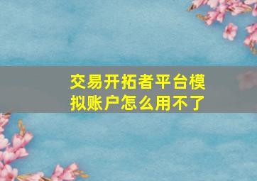 交易开拓者平台模拟账户怎么用不了