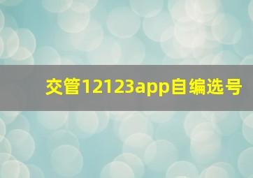 交管12123app自编选号