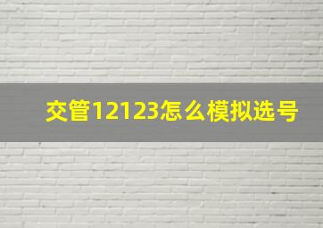 交管12123怎么模拟选号