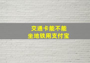 交通卡能不能坐地铁用支付宝