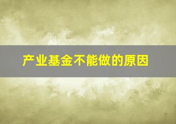 产业基金不能做的原因