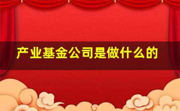 产业基金公司是做什么的