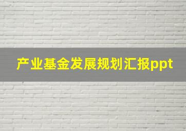 产业基金发展规划汇报ppt