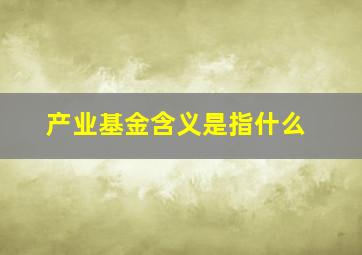 产业基金含义是指什么