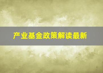 产业基金政策解读最新