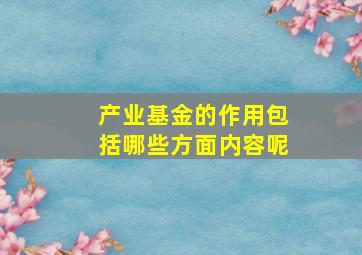 产业基金的作用包括哪些方面内容呢