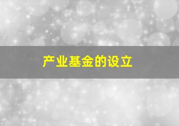 产业基金的设立