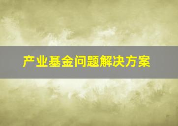 产业基金问题解决方案