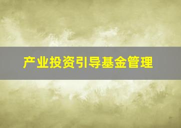 产业投资引导基金管理