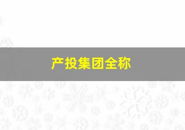 产投集团全称