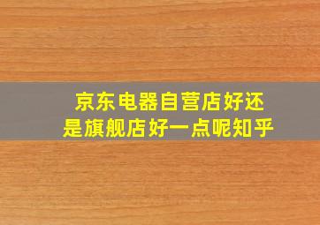 京东电器自营店好还是旗舰店好一点呢知乎