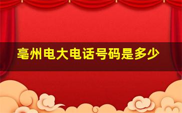 亳州电大电话号码是多少