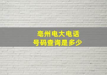 亳州电大电话号码查询是多少