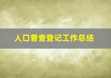 人口普查登记工作总结