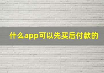 什么app可以先买后付款的