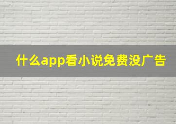 什么app看小说免费没广告