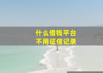 什么借钱平台不用征信记录