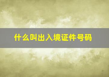 什么叫出入境证件号码