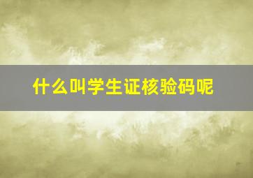 什么叫学生证核验码呢