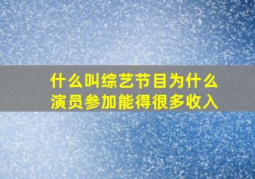 什么叫综艺节目为什么演员参加能得很多收入