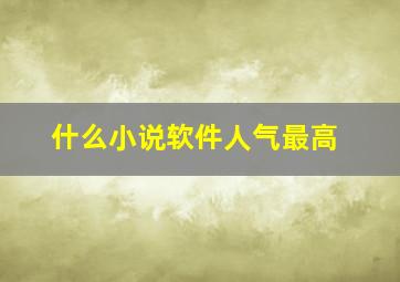 什么小说软件人气最高