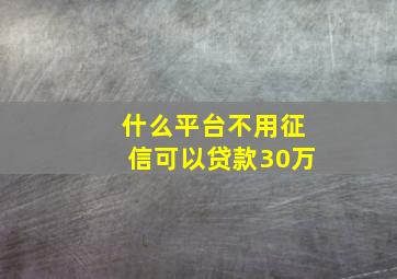 什么平台不用征信可以贷款30万