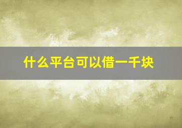 什么平台可以借一千块