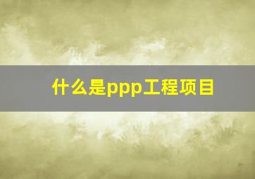 什么是ppp工程项目