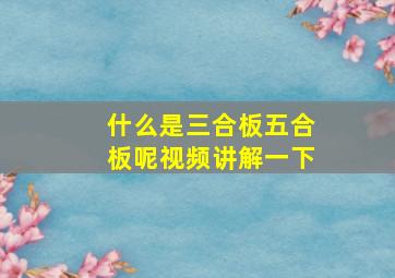 什么是三合板五合板呢视频讲解一下