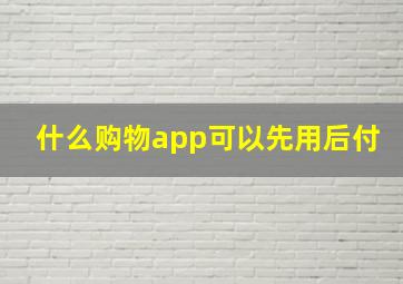 什么购物app可以先用后付