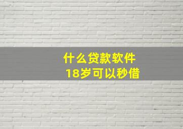 什么贷款软件18岁可以秒借