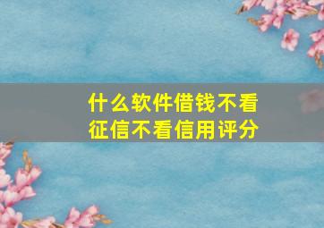 什么软件借钱不看征信不看信用评分