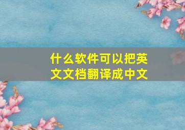 什么软件可以把英文文档翻译成中文