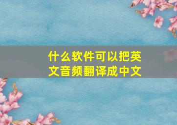 什么软件可以把英文音频翻译成中文