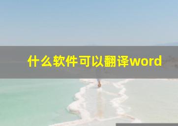 什么软件可以翻译word