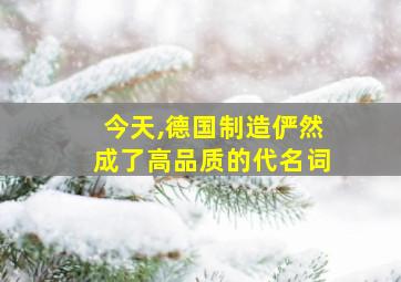 今天,德国制造俨然成了高品质的代名词