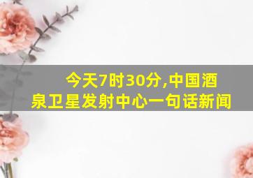 今天7时30分,中国酒泉卫星发射中心一句话新闻