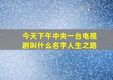 今天下午中央一台电视剧叫什么名字人生之路