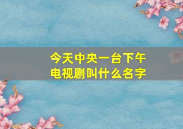 今天中央一台下午电视剧叫什么名字