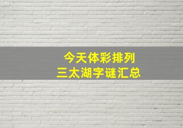 今天体彩排列三太湖字谜汇总