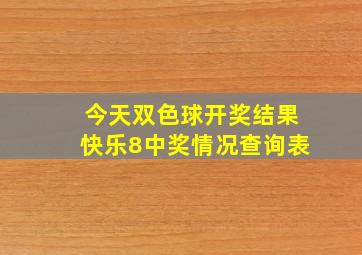 今天双色球开奖结果快乐8中奖情况查询表