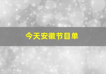 今天安徽节目单