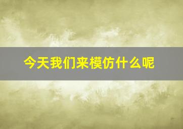 今天我们来模仿什么呢