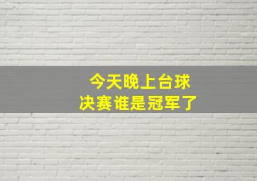 今天晚上台球决赛谁是冠军了