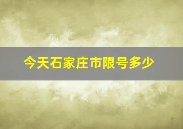 今天石家庄市限号多少