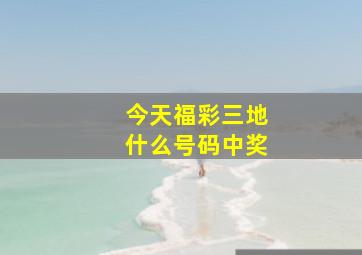 今天福彩三地什么号码中奖