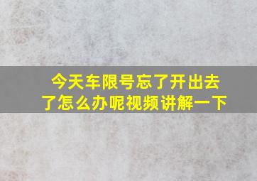 今天车限号忘了开出去了怎么办呢视频讲解一下